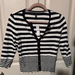 White House Black Market Striped Knit Cardigan